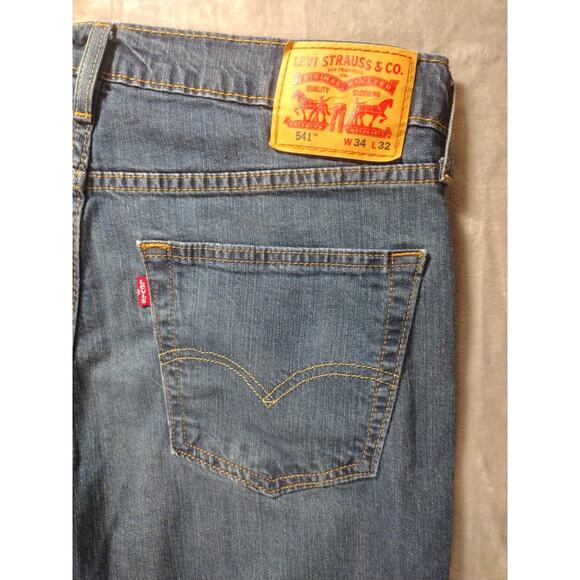 Levis 541 Blue Mens Jeans 34x32 Premium Waterless Straight Pants EUC - Picture 6 of 12